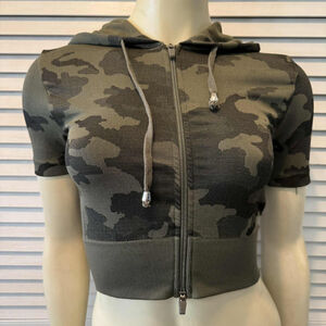 Women's in.motion Green Camo Cropped Hoodie one size